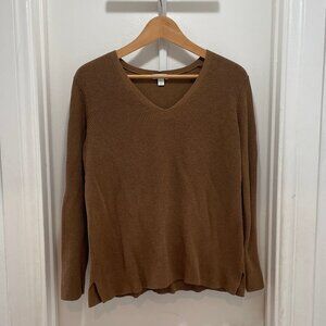 J Jill womens Petite V-neck autumn brown cotton blend sweater size S